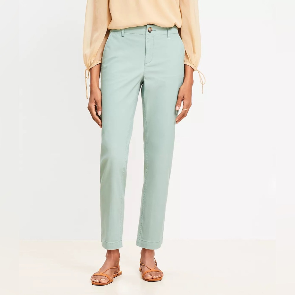 LOFT Monroe Slim Chino Pants in Bay Green Size 0 Petite